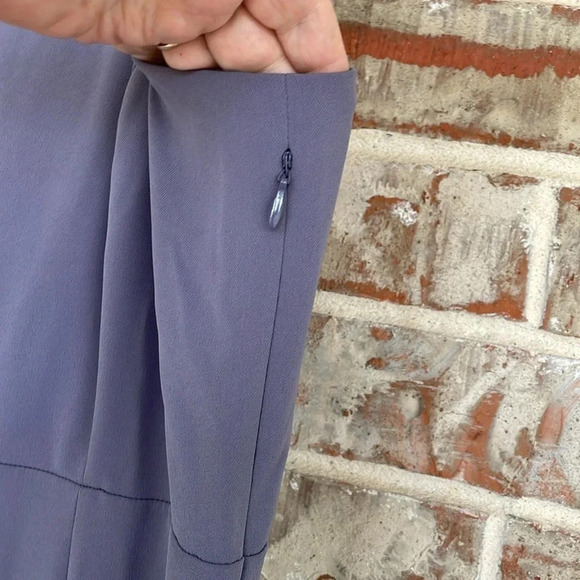 Loft Gray Sleeveless Square Neck Side Slit A-line Midi Dress - Picture 3 of 7